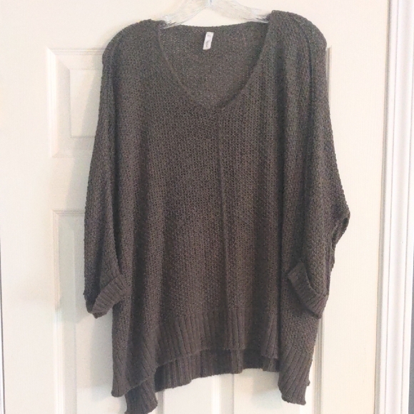 EUC✨ WISHLIST green open-knit oversized M/L v-neck sweater - Picture 8 of 16